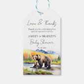 Avontuur wacht op beer cub baby shower gunst cadeaulabel (Voorkant)