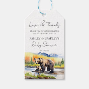 Avontuur wacht op beer cub baby shower gunst cadeaulabel