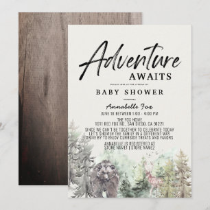Avontuur wacht op beer Drive-by Baby Shower Kaart