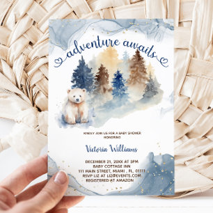Avontuur wacht op berenbos baby shower kaart