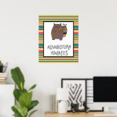 Avontuur wacht op Boho Beer-kinderkamerkunst Poster (Thuiskantoor)