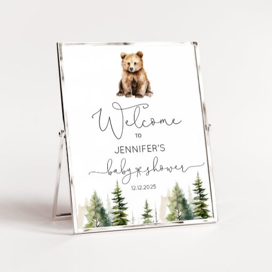 Avontuur wacht op bos baby shower welkom poster