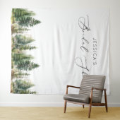 Avontuur wacht op bos pijnbomen vrijgezellenfeest wandkleed (In Situ (horizontaal))