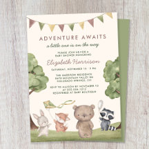 Avontuur wacht op bosdieren Baby Shower