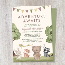 Avontuur wacht op bosdieren Baby Shower