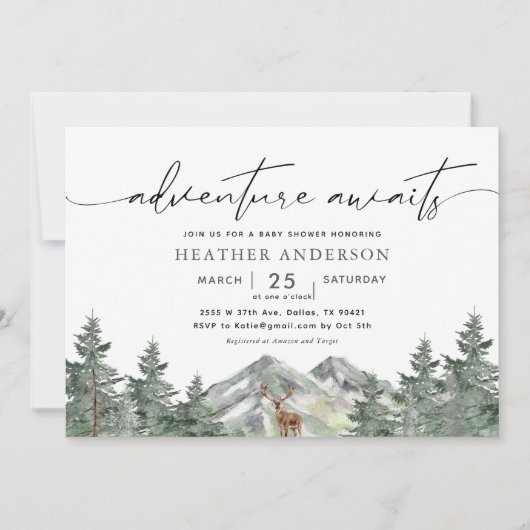 Avontuur wacht op bosjongen baby shower kaart (Voorkant)