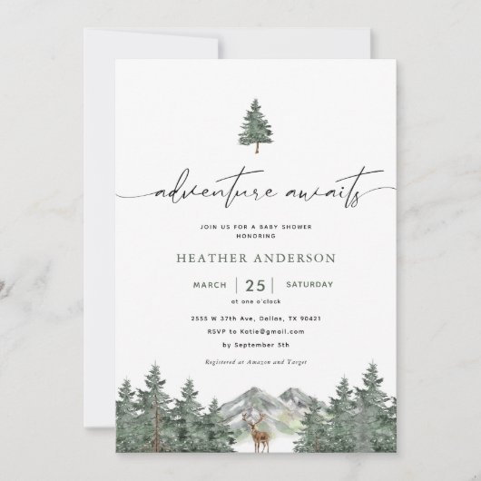 Avontuur wacht op bosjongen baby shower kaart (Voorkant)