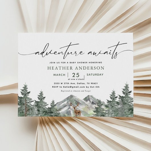 Avontuur wacht op bosjongen baby shower kaart