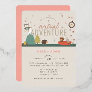 Avontuur wacht op bosmeisje Virtuele baby shower Folie Uitnodiging