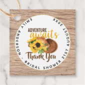 Avontuur wacht op Bruiloft met Landelijke Zonneblo Bedankjes Labels (Voorkant)