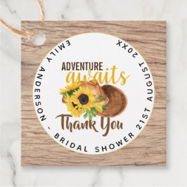 Avontuur wacht op Bruiloft met Landelijke Zonneblo Bedankjes Labels