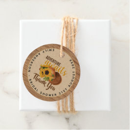 Avontuur wacht op Bruiloft met Rustieke Zonnebloem Bedankjes Labels