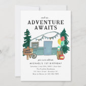 Avontuur wacht op Camper Trees Camping Verjaardag Kaart (Voorkant)