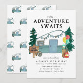 Avontuur wacht op Camper Trees Camping Verjaardag Kaart (Voorkant / Achterkant)