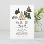 Avontuur wacht op Camping Drive-by Baby shower Kaart (Staand voorkant)