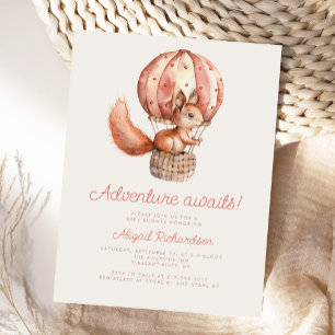 Avontuur wacht op Cute Eekhoorn Ballon Baby Shower Briefkaart