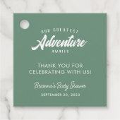 Avontuur wacht op de bergen van het Baby shower Bedankjes Labels (Voorkant)