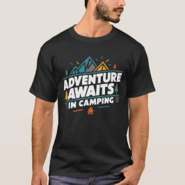 Avontuur wacht op de camping | zwart T-shirt