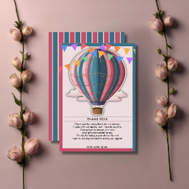 Avontuur wacht op feestelijk blauw roze Baby showe Bedankkaart