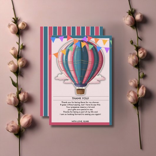 Avontuur wacht op feestelijk blauw roze Baby showe Bedankkaart