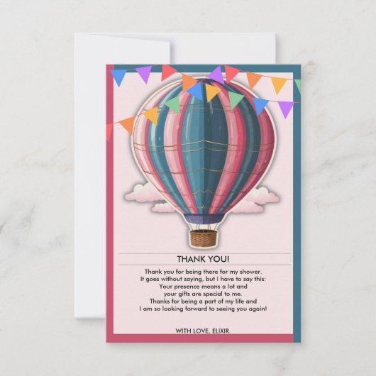 Avontuur wacht op feestelijk blauw roze Baby showe Bedankkaart (Voorkant)