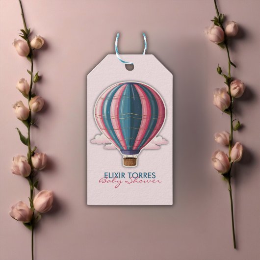 Avontuur wacht op feestelijk blauw roze Baby showe Cadeaulabel