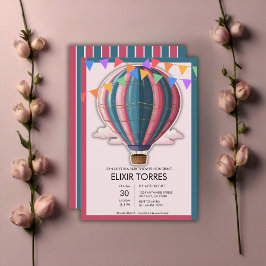 Avontuur wacht op feestelijk blauw roze Baby showe Kaart