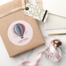 Avontuur wacht op feestelijk blauw roze Baby showe Ronde Sticker