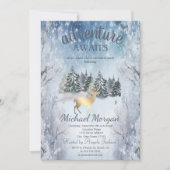 Avontuur wacht op Forest Gold Deer Blue Pensioen Kaart (Voorkant)