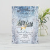 Avontuur wacht op Forest Gold Deer Blue Pensioen Kaart (Staand voorkant)