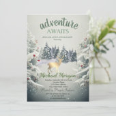 Avontuur wacht op Forest Gold Reindeer Retirement Kaart (Staand voorkant)