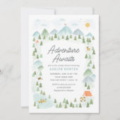 Avontuur wacht op Forest Mountain Baby shower Kaart (Voorkant)