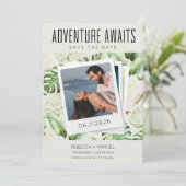 Avontuur wacht op fotobestemming bruiloft save the date (Staand voorkant)