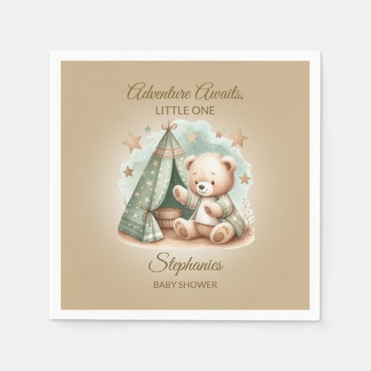 Avontuur wacht op genderneutraal Beer Baby Servet (Voorkant)