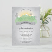 Avontuur wacht op Green Mountains Baby shower Kaart (Staand voorkant)