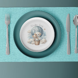 Avontuur wacht op het Baby shower van de luchtball Papieren Bordje