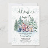 Avontuur wacht op het Baby shower van het winterbo Kaart (Voorkant)