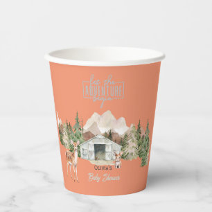 Avontuur wacht op het verbrande Oranje Baby shower Papieren Bekers