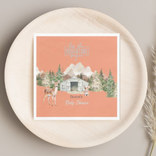 Avontuur wacht op het verbrande Oranje Baby shower Servet