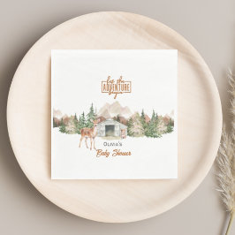 Avontuur wacht op het verbrande Oranje Baby shower Servet