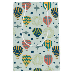 Avontuur wacht op hete luchtballon blauw medium cadeauzakje