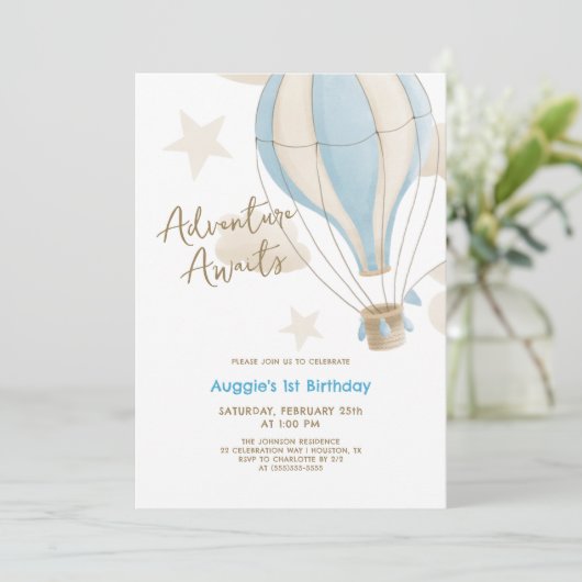 Avontuur wacht op hete luchtballon jongens 1e verj kaart (Staand voorkant)