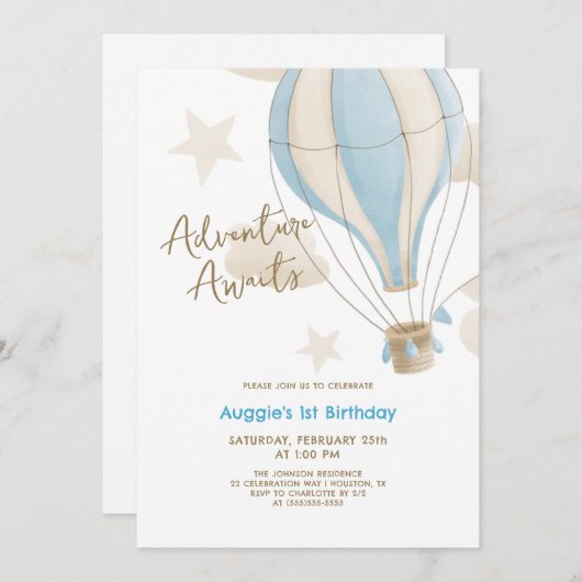 Avontuur wacht op hete luchtballon jongens 1e verj kaart (Voorkant / Achterkant)