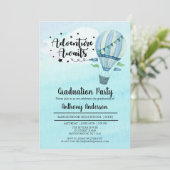 Avontuur wacht op heteluchtballon afstudeerfeest kaart (Staand voorkant)