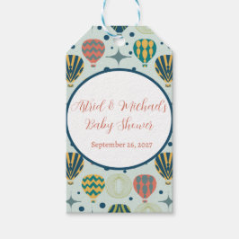 Avontuur wacht op heteluchtballon Sage Baby shower Cadeaulabel