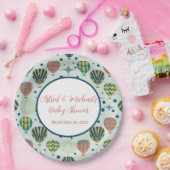 Avontuur wacht op heteluchtballon Sage Baby shower Papieren Bordje (Feest)