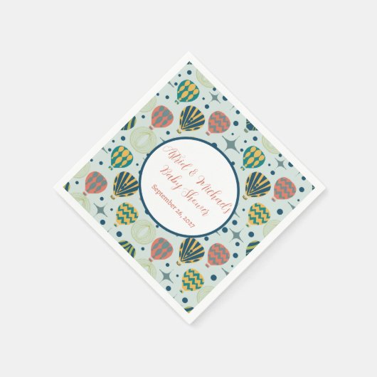 Avontuur wacht op heteluchtballon Sage Baby shower Servet (Hoek)