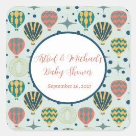 Avontuur wacht op heteluchtballon Sage Baby shower Vierkante Sticker