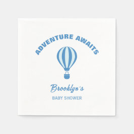 Avontuur wacht op leuk trendy Baby shower blauw wi Servet