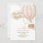 Avontuur wacht op luchtballon 1e verjaardag kaart (Voorkant)